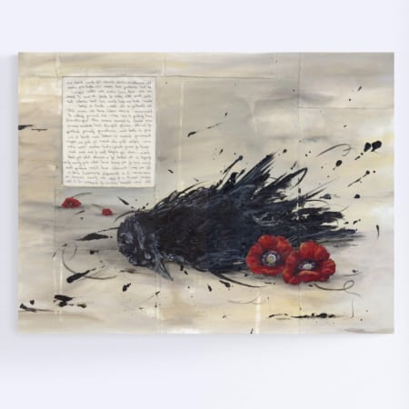 200 years of poe raven and poppies painting by Kristin Llamas