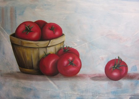 close up tomatoes painting by artist Kristin Llamas