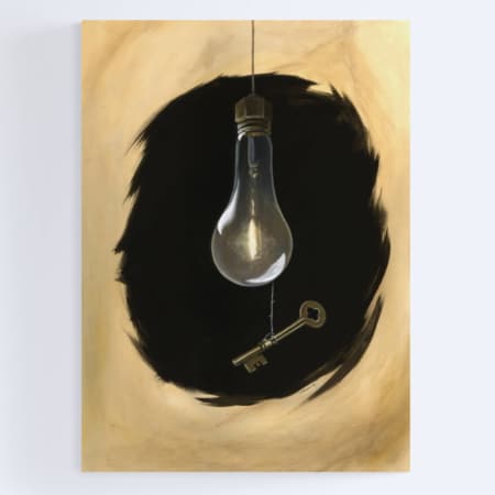 lightbulb and key painting by nashville artist kristin llamas