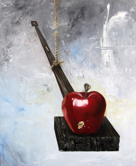 painting what is justice by Nashville artist Kristin Llamas apple art