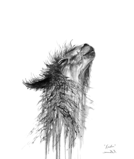 original llama wall art painting by Nashville artist Kristin Llamas
