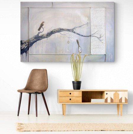 mockingbird large original canvas painting interior design