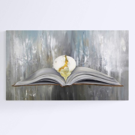 egg and book large painting by Kristin Llamas