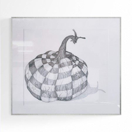 50 cent pumpkin pencil drawing original art nashville artist kristin llamas